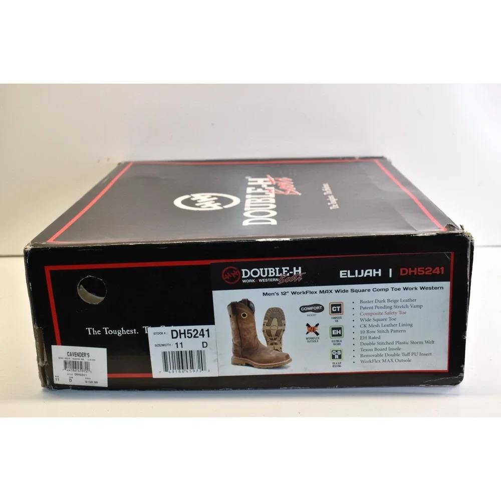 Double-H Men's Elijah Composite Toe Work‎ Boots Size 11D Brown Leather DH5241
